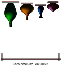 3D objects. OppositeColorful vases vector set, isolated on white background