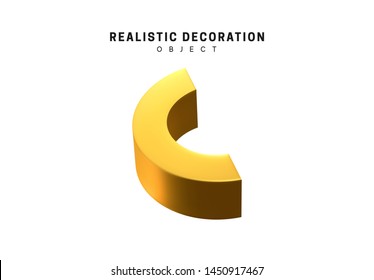 3d objects realistic metallic gold color. Geometric elements isolated on white background. Geometry shapes. vector illustration
