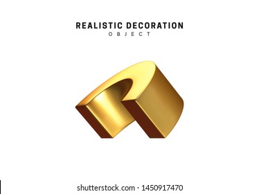 3d objects realistic metallic gold color. Geometric elements isolated on white background. Geometry shapes. vector illustration