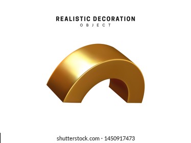 3d objects realistic metallic gold color. Geometric elements isolated on white background. Geometry shapes. vector illustration