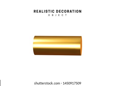 3d objects realistic metallic gold color. Geometric elements isolated on white background. Geometry shapes. vector illustration