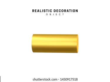 3d objects realistic metallic gold color. Geometric elements isolated on white background. Geometry shapes. vector illustration