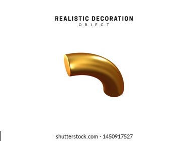 3d objects realistic metallic gold color. Geometric elements isolated on white background. Geometry shapes. vector illustration