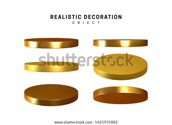3d Objects Shaped Yellow Flat Round Stock Vector Royalty Free