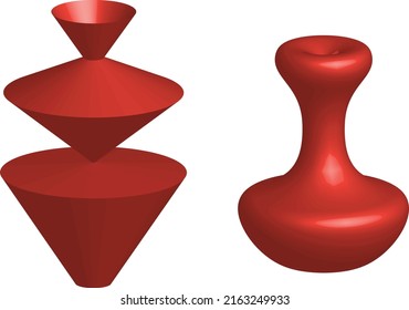 3d objects two pots. on white background