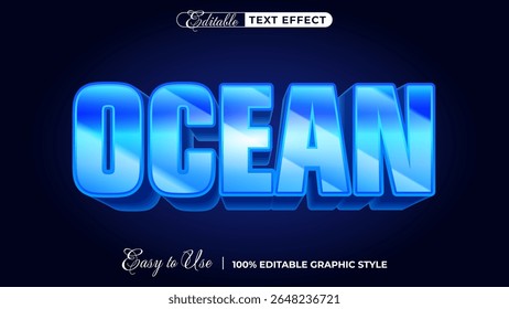 3d ocean text style effect template editable text effect
