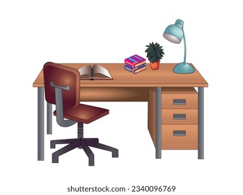 mesa o escritorio 3D sobre fondo blanco. Ilustración del vector