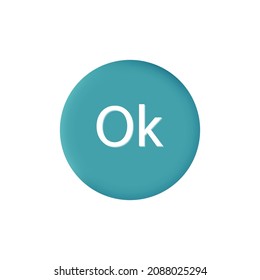 3d ok icon. Button labeled correct, successful or completed. Green circle with an approved and positive result, ok. The mark is approved, ready, or verified. The concept of the decision. Vector
