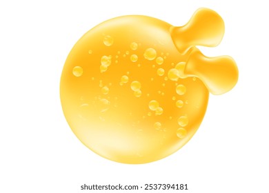 3D omega 3 cápsulas de gel macio óleo de peixe em uma forma de gomas de peixe. Brilhante gota de óleo dourado isolado, fundo transparente. Vitamina D3 saudável, óleo de krill do oceano DHA, ilustração de vetor de suplemento EPA.