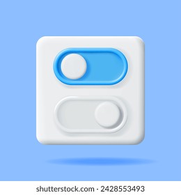 3D On and Off Buttons Switch Isolated. Render Slider Bars Selector. Switcher Yes or Not. Off and On Position in Circle Shape. Unlock and Lock. Vector Illustration