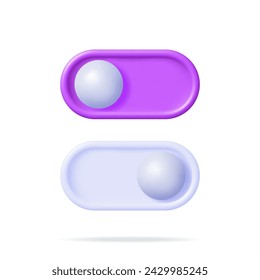 3D On and Off Buttons Switch Isolated. Render Slider Bars Selector. Switcher Yes or Not. Off and On Position in Circle Shape. Unlock and Lock. Vector Illustration