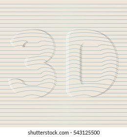 3D on a sheet of paper in blue stripe