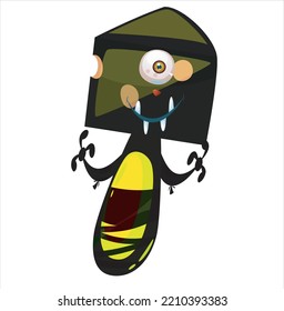 3D one eye cartoon ghost vector illustration