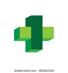 3D One Plus logo design vector