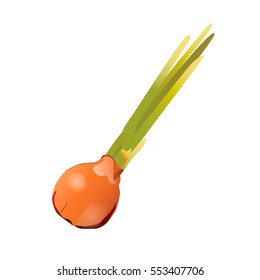 3D onion isolated on white background. Detailed realistic vector illustration.
