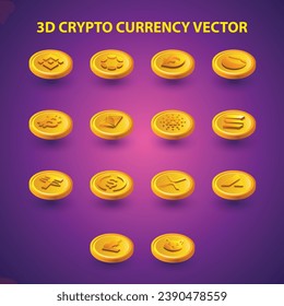 3D Online digital Cryptocurrency set