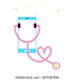 3D Online Doctor on the screen. Medical internet consultation concept. Healthcare consulting web service. Hospital support, online diagnosis, ask a doctor, computer doctor. Vector flat illustration.