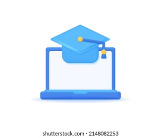 3d diseño de ilustraciones vectoriales de iconos realistas de aprendizaje en línea. Concepto de aplicación de aprendizaje móvil, e-learning y cursos en línea. Educación y regreso a la escuela. ilustraciones vectoriales de iconos