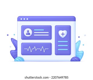 3D Online medical consultation illustration. Medical services, online help, medical consultation support. Online diagnostics, Ask a doctor, Online doctor concept. Vector in 3d style