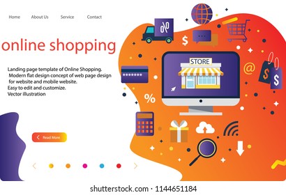 3d  online shopping, Landing page template for website and mobile website, isometric vector illustration design