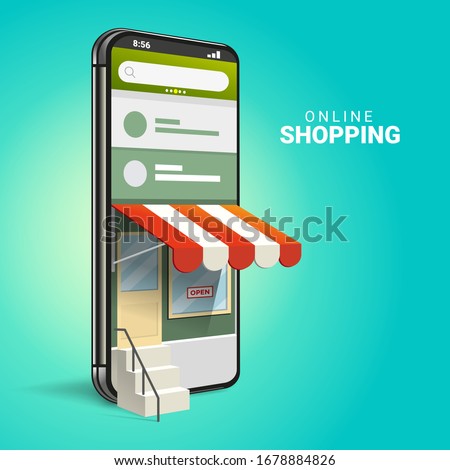 3D Online Shopping on Websites or Mobile Applications Concepts of Vector Marketing and Digital Marketing. with isometric smartphone design and perspective illustration. for online store promotion.