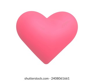  3D online social communication in apps, emoji, like and play icons in bubbles.   Speech bubble with message of love in the shape of hearts.   Vector illustration