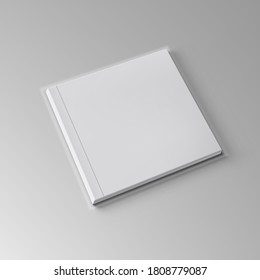 3D Open Blank Clear Square Book On Gray Background. EPS10 Vector