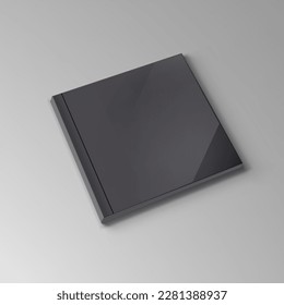 3D Open Blank Clear Square Book On Gray Background. EPS10 Vector