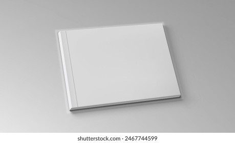 3D Open Blank Clear Square Book On Gray Background. EPS10 Vector