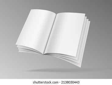 3D Open Book Or Dictionary Flying On White. EPS10 Vector