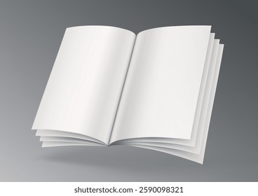 3D Open Book Or Dictionary Flying On White. EPS10 Vector