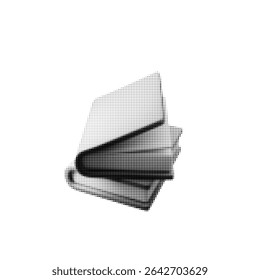 3d open book vector illustration with halftone effect, perfect for education, literature, or vintage-themed design projects. Ideal for stock, branding, and marketing visuals.