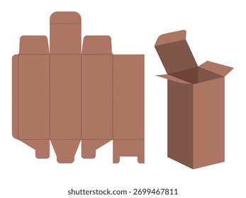 Maqueta de Plantilla troquelada de caja abierta 3D 