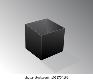 3D Open Box Mockup. A box on a white background with a shadow. Vector illustrations
