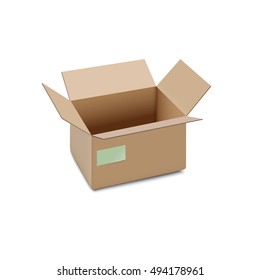 3d open carton box icon, isolated. Vector-stock illustration
