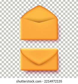 3d open and close orange envelope ornament vector