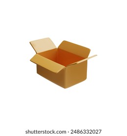 3D open empty craft cardboard box for packaging and delivery services. Isometric vector icon on a white background, ideal for business or personal parcels