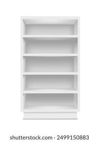 3D Open Empty White Cabinet With Shelves. EPS10 Vector