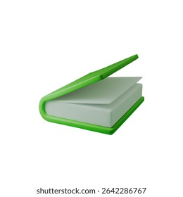 3d Open green book vector illustration, perfect for education, literature, and knowledge-themed designs. Ideal for publishing, academic presentations, and creative projects.