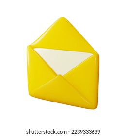 3d open mail envelope with message, letter or email. Realistic postcard or paper document sent as corporate notification, web news, subscription verification confirmed.