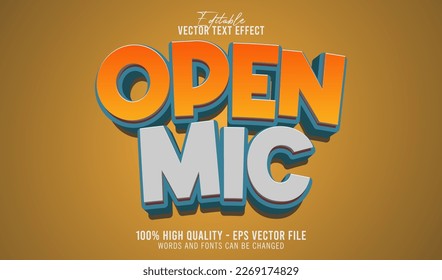 3d open mic editable text effect template