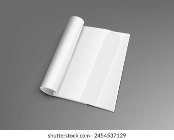 3D Opened Blank Book Or Magazine Isolated On White Background. EPS10 Vector