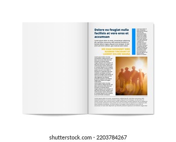 3D Opened Book Or Magazine Top View On White Background. EPS10 Vector