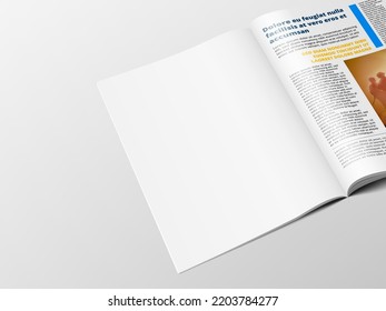 3D Opened Book Or Magazine Top View On White Background. EPS10 Vector