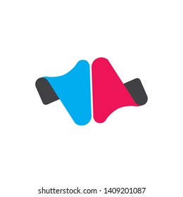 3d opposite direction arrow logo vector