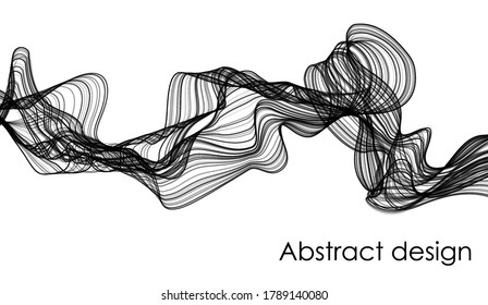 Onde noire abstraite 3d optique. illustration vectorielle. bannière d'art abstrait