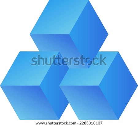 3d optical illusion cubes. 3d illusive shape of boxes. Vector illustration of blue cube. 3d illusion of geometric for logo, design, art, education or art. Perspective illusion cubes illustration