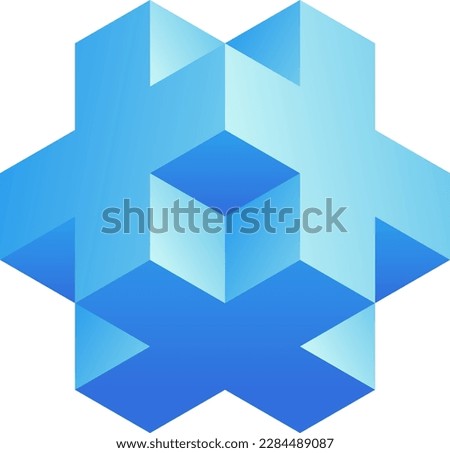 3d optical illusion of impossible shape. 3d plus shape logo. Vector illustration of 3d plus of cube. 3d illusion of geometric for logo, design or art. Perspective illusion shape illustration