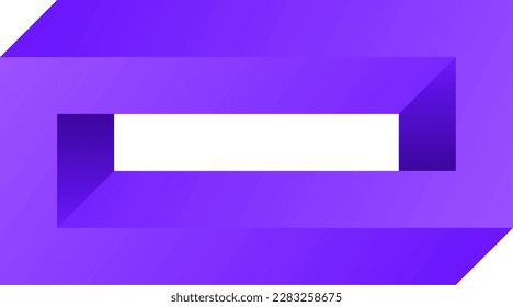 3d optical illusion of infinity block. Vector illustration of illusive square. 3d illusion of geometric for logo, design, art, education or art. Perspective illusion of purple blocks illustration