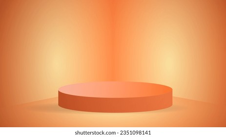 3D Orang Podium Background products display , Abstract Vector rendering 3d, Product display presentation,Stage for showcase, Vector illustration EPS 10